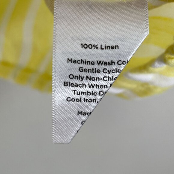 Talbots Woman Plus 2X 100% Linen Tie Hem Button Front Top Yellow Seashore Stripe - Picture 6 of 12
